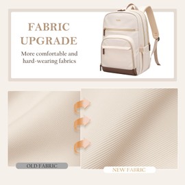 TENSTAR Laptop Backpack for Women, Computer Backpack Fit 16 Inch Notebook, Large Capacity Backpack Women Casual Daypack for Travel, Beige