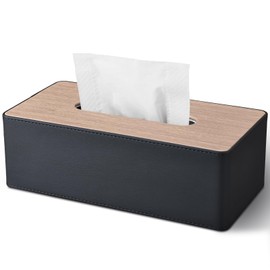 KINGFOM Tissue Case Modern Design Tissue Box Luxury PU Leather 3 Colors for Home & Office Multi-functional Tissue Cover (Black Maple)