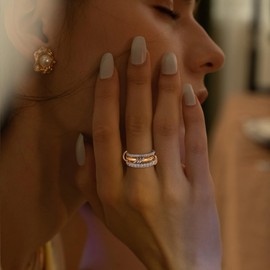 RIXERKOC Gold Stackable Rings for Women Non Tarnish 18k Gold-Plated Cubic Zirconia Rings, Silver Gold Multi Ring Mixed Metals Stack Ring Set Valentine's Day Birthday Mother's Day Gift, Cubic Zirconia