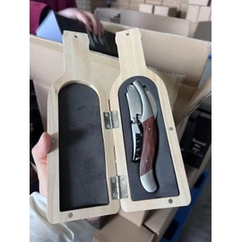 Semecca® Corkscrew Wine Opener, Waiter's Corkscrew, Double Stage, The perfect Wine Opener and Wine key, Wine Bottle Shaped Wooden Box, Gift for Wine Lovers (Maunwood)