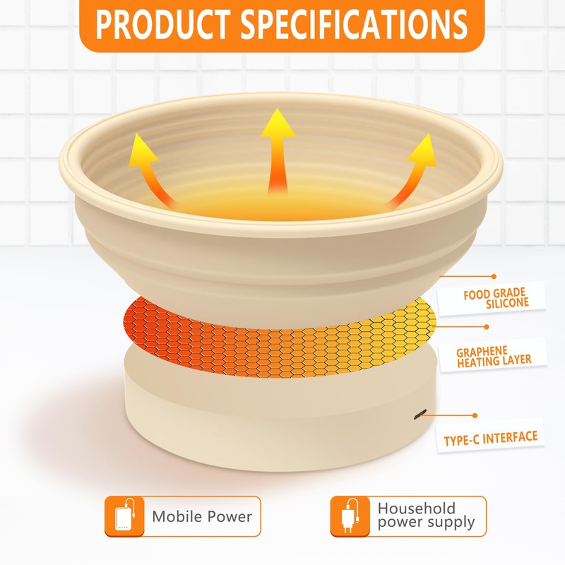 Heating Sourdough Bread Proofing Basket - 9 Inch Foldable Silicone