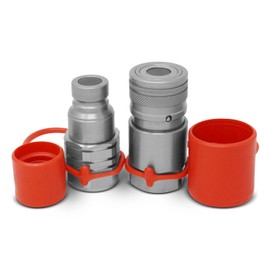 Summit Hydraulics 3/4" NPT Skid Steer Flat Face Hydraulic Quick Connect Couplers/Couplings Set w/Dust Caps