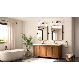 TETOTE Pivot Mirror for Bathroom 28 x 36 Matte Black Tilt Rectangle Metal Framed Vanity Mirror, Modern Farmhouse Adjustable Tilting Beveled Rectangular Wall Tempered Glass Mirror, Horizontal/Vertical