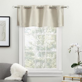 Exclusive Home Sateen Twill Woven Room Darkening Blackout Grommet Top Valance, 52"x18", Linen