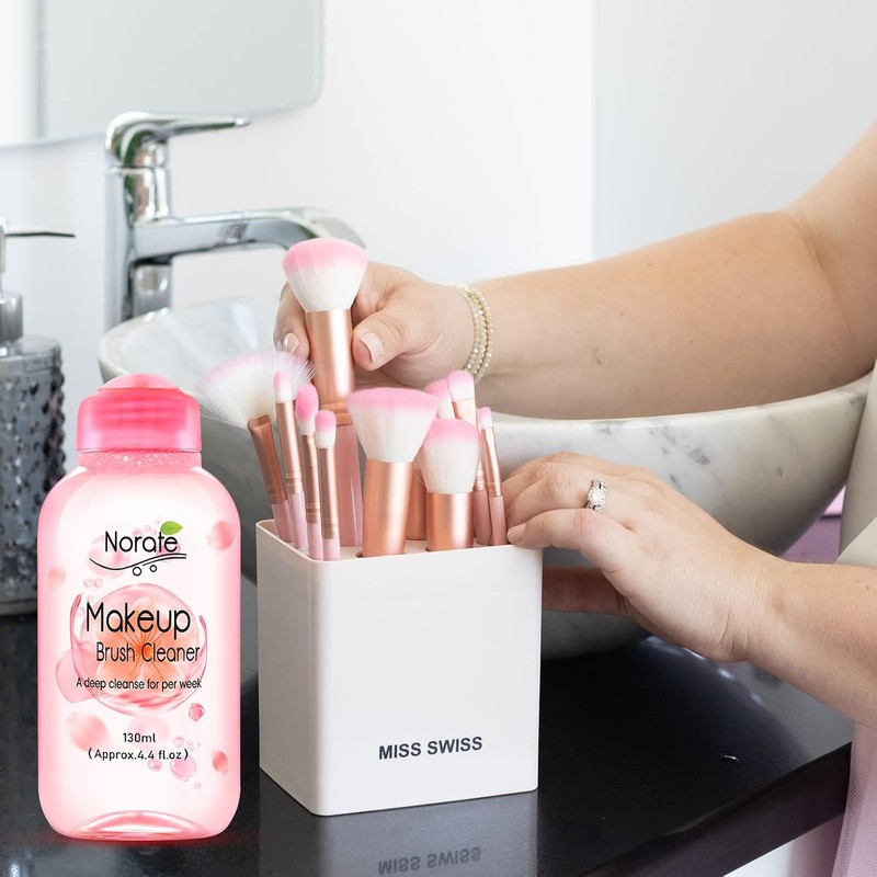Norate Limpiador de brochas de maquillaje, solución limpiadora para brochas