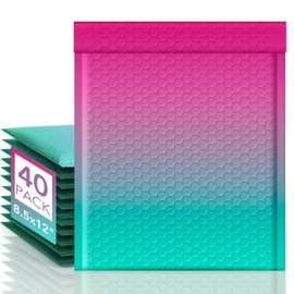 Fuxury Cute Design Bubble Mailers 8.5x12" 40Pack Opaque Padded Envelopes Durable Pattern Bubble Shipping Envelopes for Mailing Jewelry Makeup Cards #0 Thick Bubble Padded Mailer PinkGreen