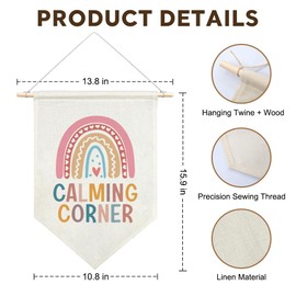 JMYROG Calming Corner Canvas Hanging Pennant Flag, Mental Health Therapy Office School Counselor Classroom Kids Room Decor, Inspirational Emotions Gifts for Family Friend Coworker Classmate BFF