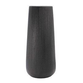 Gemseek 8 Inch Matte Black Ceramic Vase, Decorative Minimalist Textured Flower Vase for Modern Home Decor Living Room Table Centerpieces