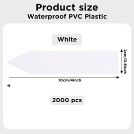 2000 Pcs Plastic Plant Labels 4'' Garden Plant Markers Nursery Name Tags Plant Markers White Waterproof Pot Label Stakes Planting Sticks for Seeds Summer Outdoor Indoor Garden Flowers, White