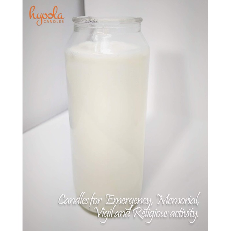 Hyoola 9 Day White Prayer Candle in Glass Jar- 3