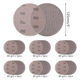 Pack of 30 Sanding Discs, Mesh Velcro Sanding Discs, Diameter 125 mm, Dust-Free Sanding Net Sanding Disc for Sanding Hard Surfaces, Wood, Spatula, Varnish, Metal 80#