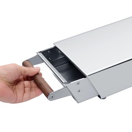 Normcore Espresso Knock Box Drawer, Espresso Knocker Drawer, 304 Stainless Steel With Walnut Wood Hand, For Home, Office, Restaurant and Coffee Shop, Mirror Finish, Size: M