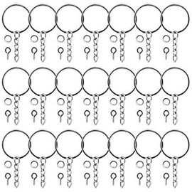 Naler Juego de 120 Piezas Llaveros con Cadena + Anillas Abiertas + Pasadores de Tornillo para Manualidades DIY (25 mm de Diámetro)