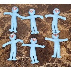 Fat-catz-copy-catz 6x Blue Happy Emoji Face Elastic Squishy Stretchy Men Pull Sensory Toys for Party Bags Fillers Pinata