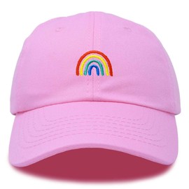 DALIX Embroidered Rainbow Dad Hat Cotton Cap Women Men Teens Light Pink