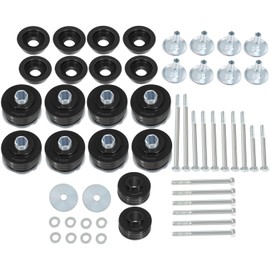 KF04060BK Body Mount Bushing Kit For Ford F250 F350 Super Duty 2008-2016 Polyurethane Body Cab Mounts Hardware Steel Sleeves (Black)