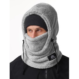 Fuakesor Plush Balaclava Hat Winter Thermal Ski Mask Fleece Windproof Face Hood Hat Scarf Balaclava for Men Women, gray