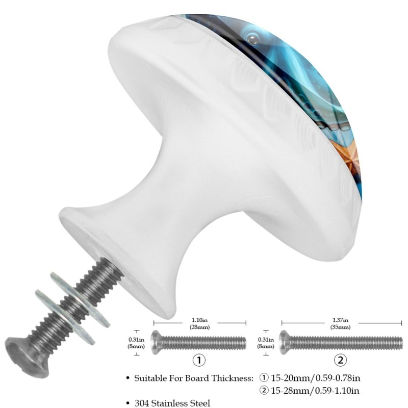 NEWzone 4 Pack Drawer Knobs Ocean Octopus Starfish Cabinet Knobs