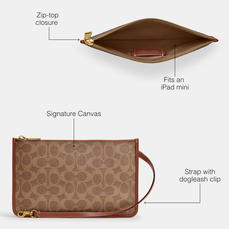 Coach Zip Pouch, B4/Tan Caramel