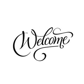 Welcome Modern Wall Words Entryway Door Vinyl Decal Stickers 10x6-Inch Glossy Black