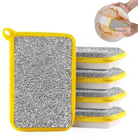 INSPUTOL Washing Up Sponge, Double-Sided Cleaning Pads, Multi-Purpose Scrubbers for Bowls and Dishes (5pcs)