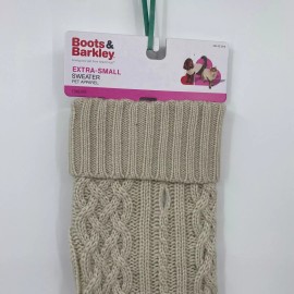 Boots & Barkley Cable Knit Winter Sweater Warm Cat & Dog Ivory Size XS