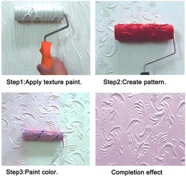 7"DIY Patterned Paint Roller | Decorative Art Texture Roller | Embossing Texture Rubber Roller Painting Supplies | Pattern Art Texture Tools for Household Wall Painting (BK040R)