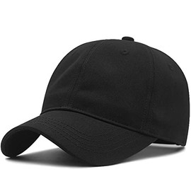 XXL 62-65cm Dad Hat Oversize Unstructured Cotton Baseball Cap for Large Head (Black)