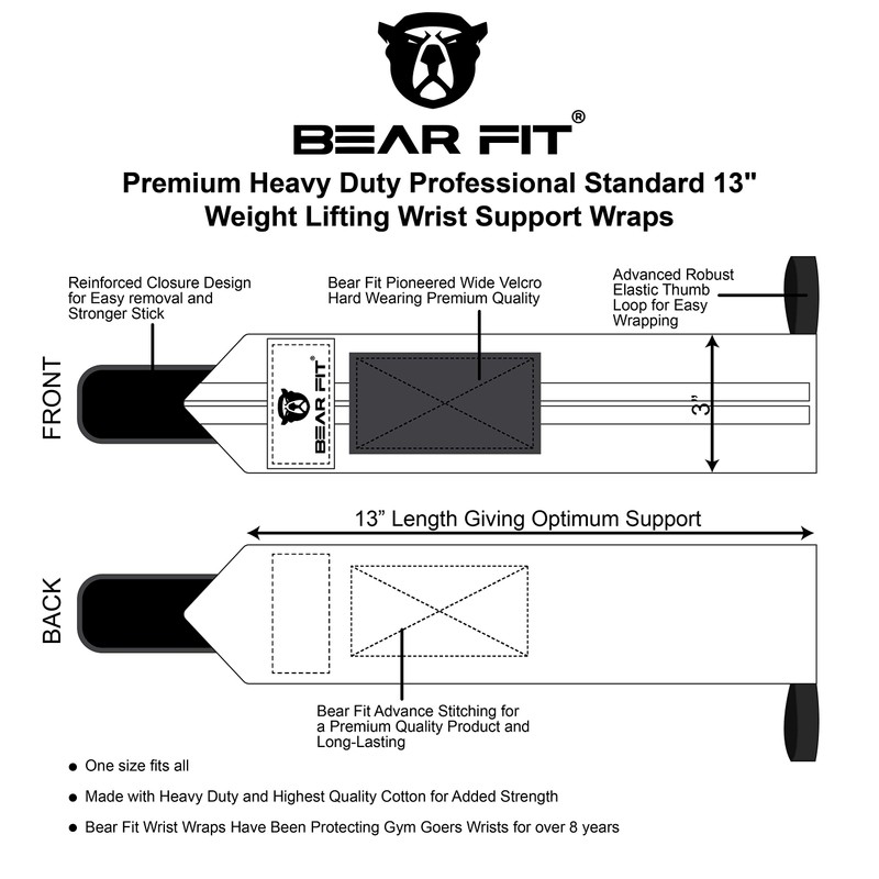 Bear Fit Weight Lifting Wrist Supports One Size (sold in