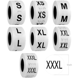 3500 Pcs Size Stickers for Clothing, Size Stickers, Round Black Apparel Labels, for Shirt, Clothing, T-Shirts, Retail (3500, XS,S,M,L,XL,XXL,XXXL)