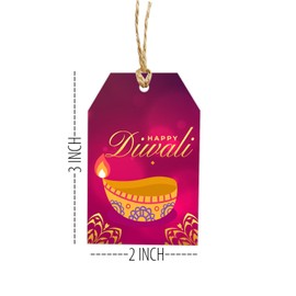 100 Pcs 2x3 Inch Happy Diwali Gift Tags, Lights Festive Tags for Cookie Boxes, Gift Wrapping & Diwali Decorations