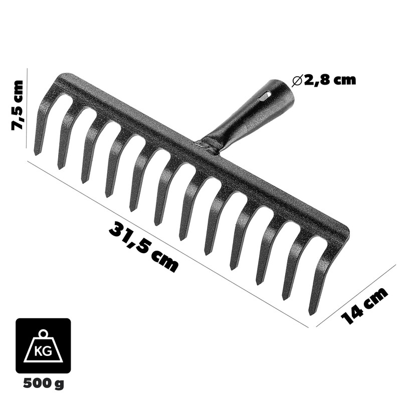 KADAX Garden Rake without Handle, Steel Garden Rake, Lawn Rake
