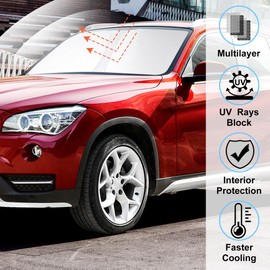 Windshield Sun Shade Compatible with 2021-2024 2025 2026 Ford F150 F-150 (Lariat, King Ranch, Platinum, XL XLT Limited Raptor) Accessories Sunshade Shield Protector