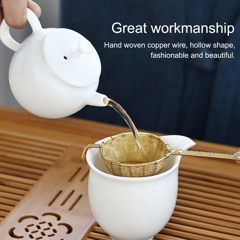 Copper Tea Infuser Strainer Reusable Loose Leaf Teapot Filter with