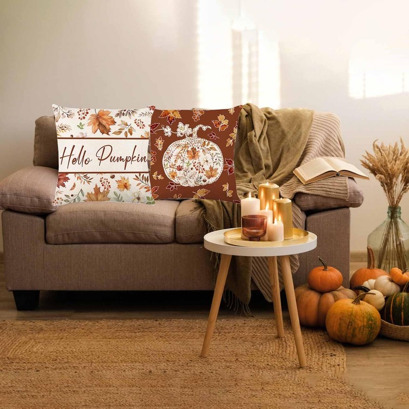 ONFAON Fall Decorations for Home, Fall Pillow Covers 18x18 Set