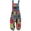 GURU SHOP Natural Patchwork Dungarees, Jumpsuit, Women, Green, Cotton, Size: