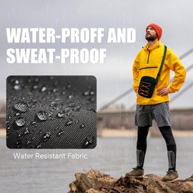 FENGSINET Small Shoulder Side Bag for Men Waterproof Crossbody Purse Mini Messenger Bags for Daily Travel Outdoor (Black01/Orange, One Size01)