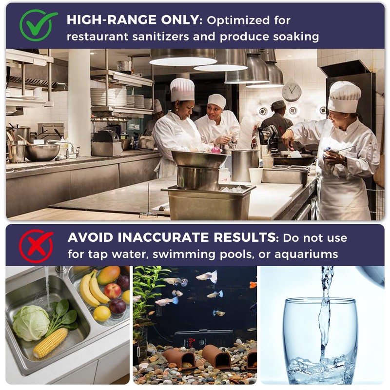 200 Chlorine Test Strips for Food Services, 0-200 ppm Sanitizer