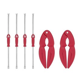 Farberware Seafood Set of 6 Lobser Crackers and Picks, Effortlessly Crack Shells and Remove Meat From Seafood or Nuts, Durable Stainless Steel, Ergonomic Handle