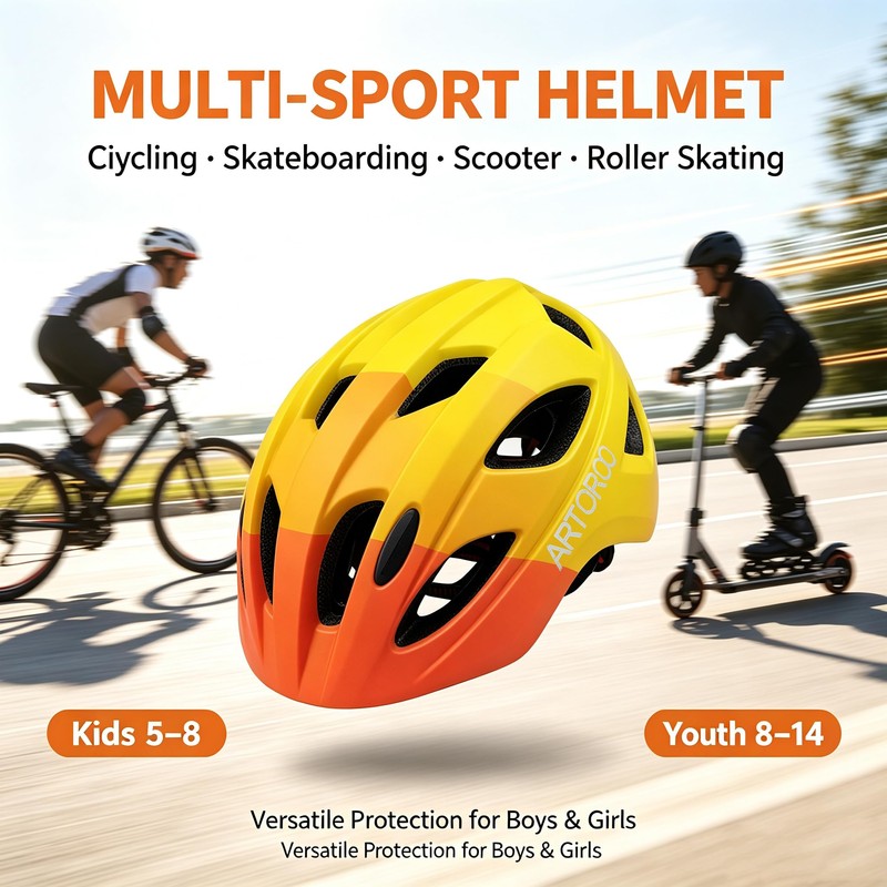 ARTOROO Kids Bike Helmets for Boys and Girls, Orange