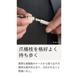 TABARAT Toothpick Case, Key Ring, Key Chain, Brass, Silver, Made in Japan