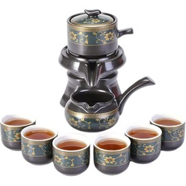 Tea Pot Sets Ceramic, Semi Automatic Tea Making,Tea for One Teapot and Six Cup Set,Unique Teapot with Infusers/Strainers for Loose Tea,Tea Essentials for Tea Lovers,Vintage Tea Set,Tea Pot Gift Sets