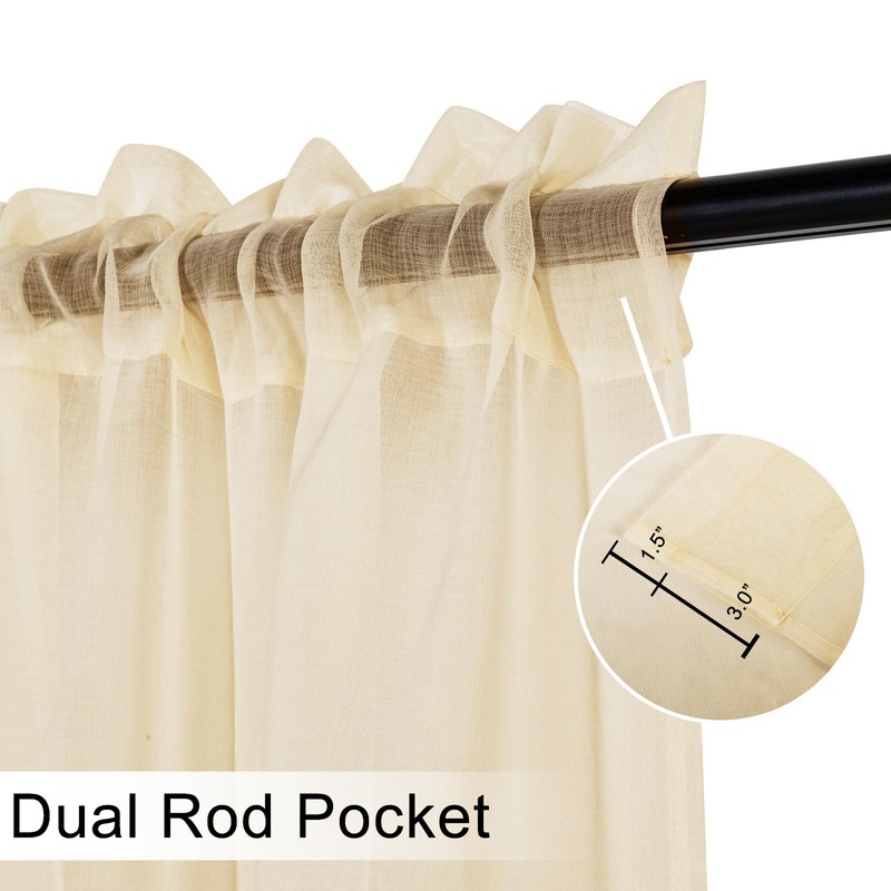 DWCN Sheer Valance Faux Linen Small Window Curtains, Living Room