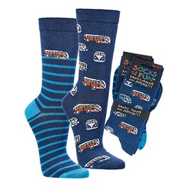 Women's Boys Girls Men's Socks (2 Pairs) Funny Colourful, Bus