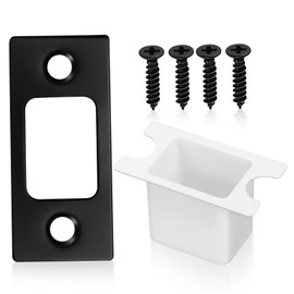 DOITOOL Locks Proofing Kit Flush Bolt Black Door Strike Plate Replacement Door Hole Filler Plate Repair Kit