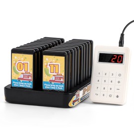 Crispaire Upgraded Wireless Restaurant Pager System – 20 Pagers with 7 Alarm Modes, Long-Range Coverage, Split-Type Design for Restaurants, Food Trucks, Churches, and Hospitals