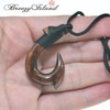 BreezyIsland Hawaiian Accessories Koa Wood Pendant Fish Hook, Wood
