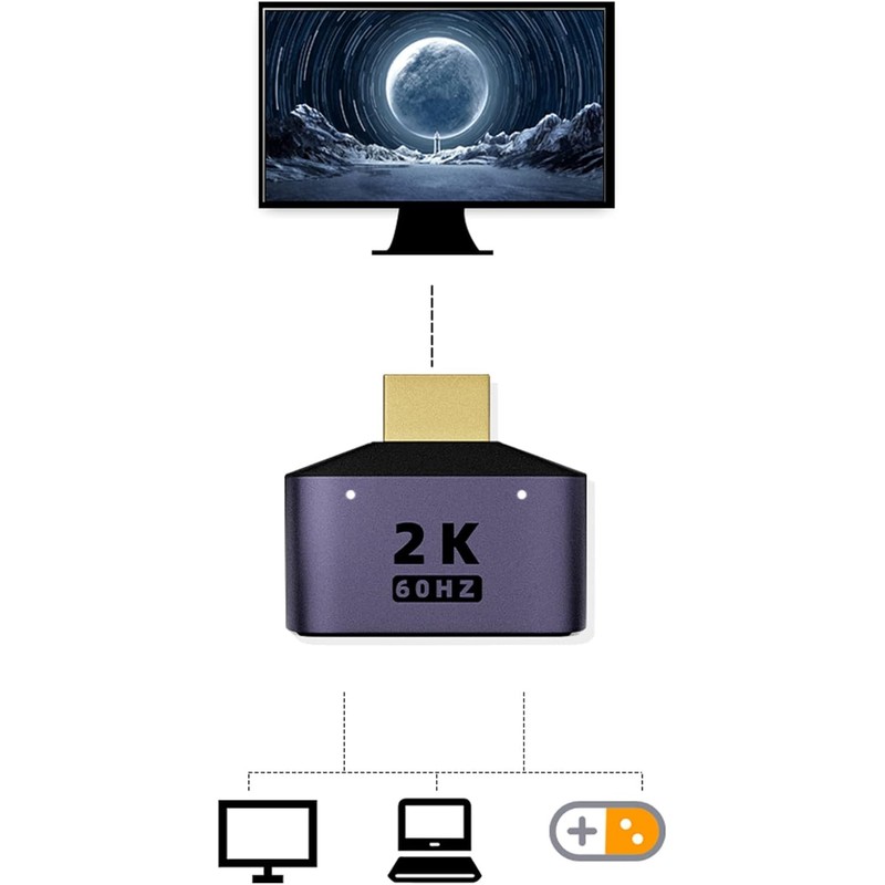 Risprsulen 1Pc Purple HDMI-Compatible Splitter 1 in 2 Out -2K