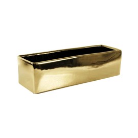 WGVI Long Rectangle Ceramic Planter Vase in Gold 12" x 4" x 4"H, Block Rectangular Terrarium Box Pot, Flower Arrangement, Table top Centerpiece, Home Decor Organization Storage Container, 6 Pcs.