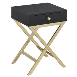 Bowery Hill End Table in Black and Brass